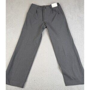 UNIQLO Pleated Wide Pants Mens Large 33" - 36" Gray Twill Stretch Elastic Waist